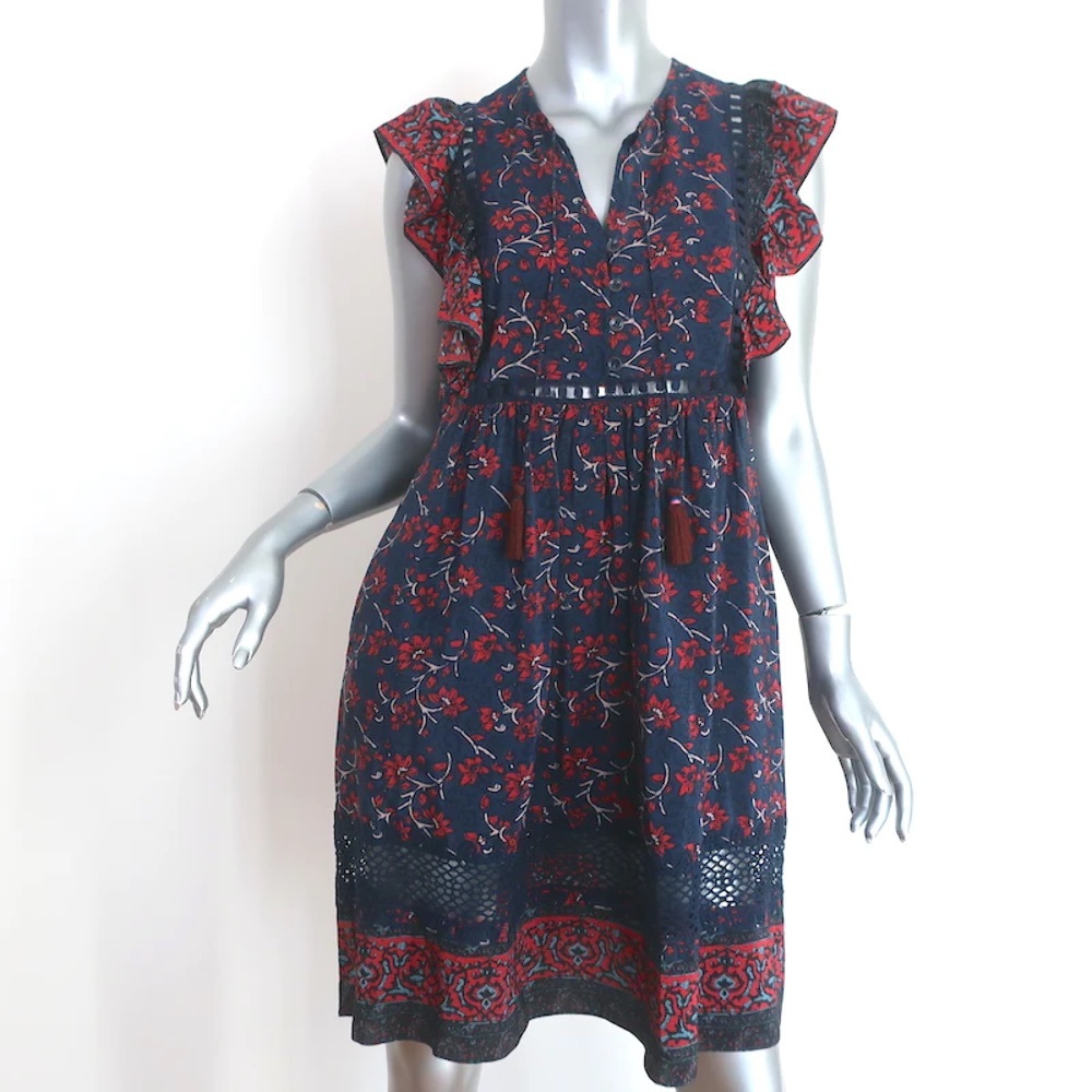 SEA NY TASSEL TIE MINI RUFFLE SILK DRESS 6